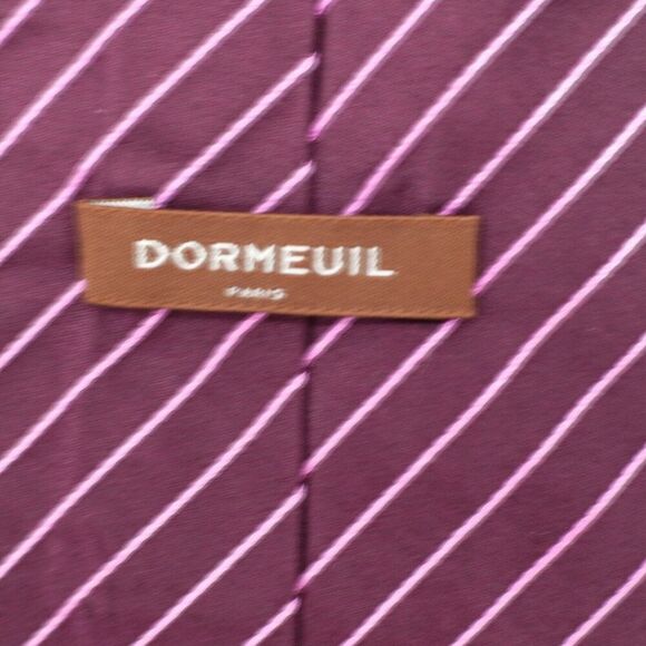 Dormeuil Paris Purple Pink‎ Striped Woven Silk Tie - Picture 3 of 7